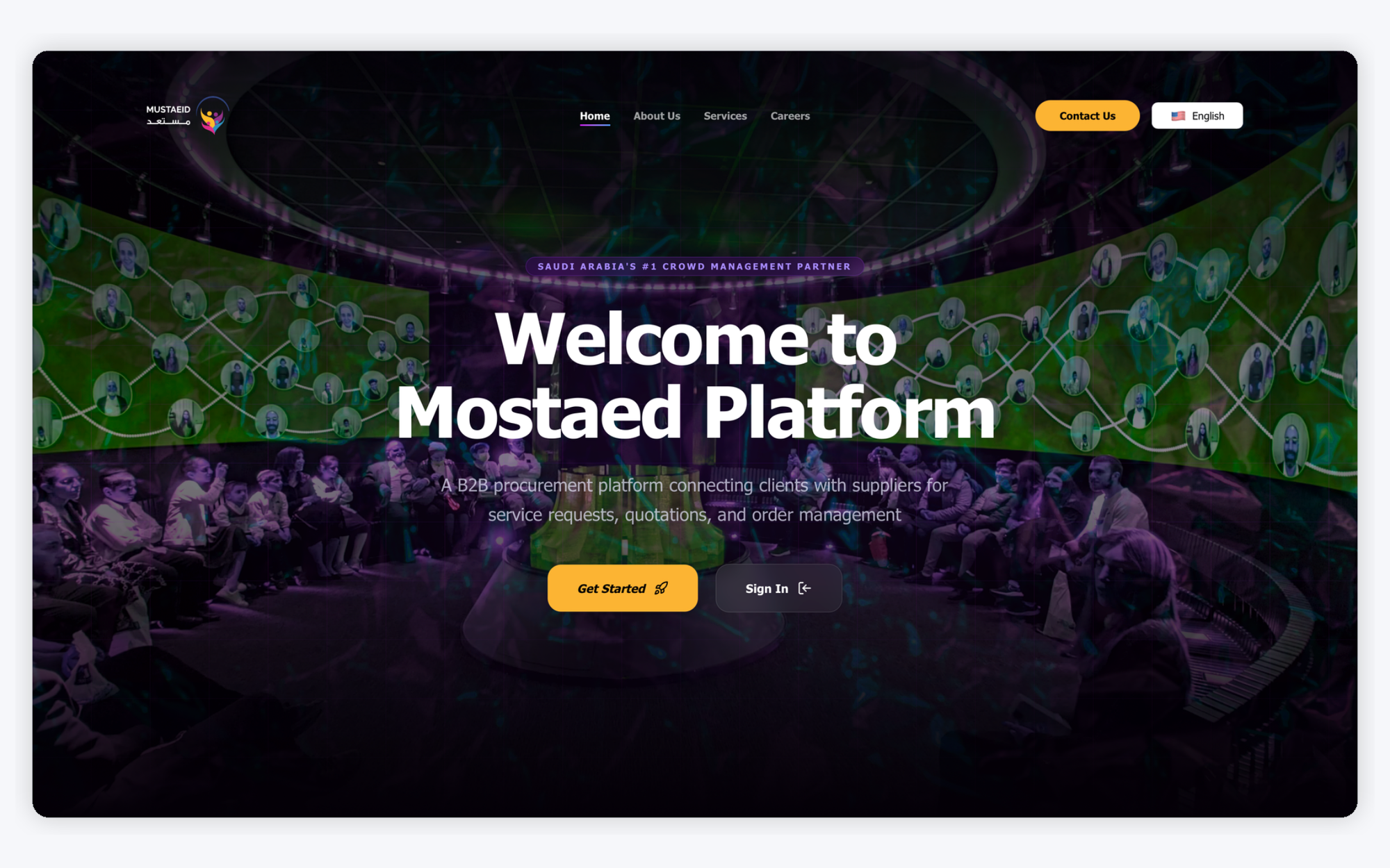 English landing page · left-to-right layout